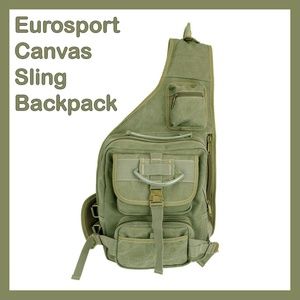 HP! Olive Green Eurosport Canvas Sling Backpack